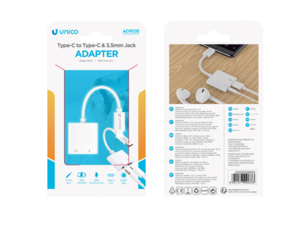 🔌 Type-C Male to Type-C + 🎧 3.5mm Female Adapter Cable – Carga Rápida ⚡ & Hi-Fi Audio 🎶-AD9033 - Imagen 4