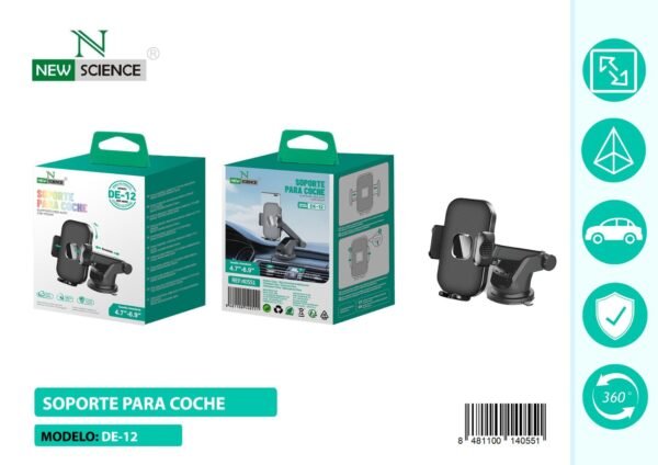 Car Mount with Suction Cup DE-12 – Secure & Adjustable Phone Holder | SKU: 40551