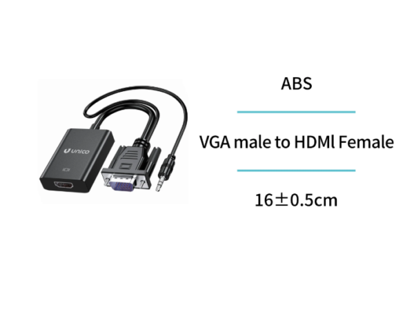 🔄 VGA Male to HDMI Female Converter Cable – With Audio and Power 🎥🔌 Convert VGA to HDMI for Clearer Video and Audio Integration-AD2630 - Imagen 3