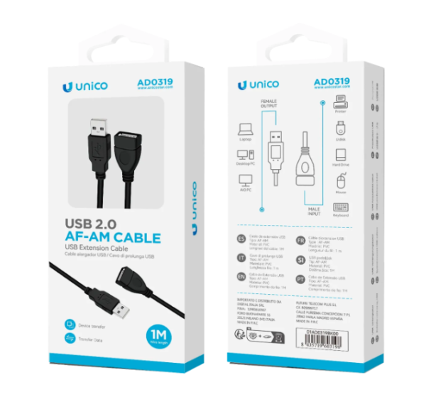 🔌 USB 2.0 Extension Cable – Male to Female Data Cable💻📱 Extend Your USB Connection with Speed and Convenience-AD0319 - Imagen 4