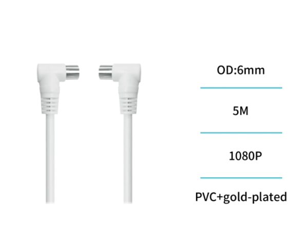 📺 90° Double Elbow TV Coaxial Cable – Right-Angle F-Type Connector 🔧🌀 Perfect for Tight Spaces and Clean TV Setups-Cb1759 - Imagen 3