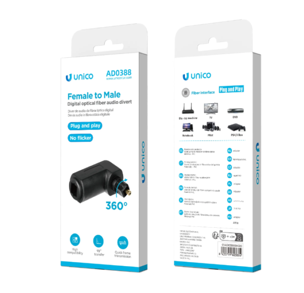🔊🔄 90° Toslink Optical Audio Adapter | Square (Female) to Round Mini (Male) | Space-Saving Design 🎧📐 - Imagen 4