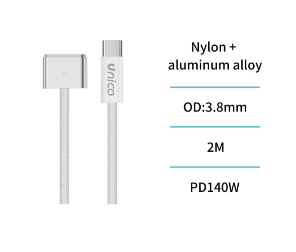 🔌 140W USB-C to MagSafe 3 Cable (2m) – Carga Rápida, Magnetic Connector, CE Certified ⚡-cb1318 - Imagen 3
