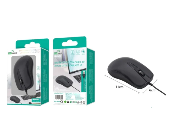 Wired Mouse M2 Negro | Precision Optical Sensor 🎯 | Ergonomic Design 🖐️ | Alta Velocidad Performance ⚡ | Plug & Play 💻