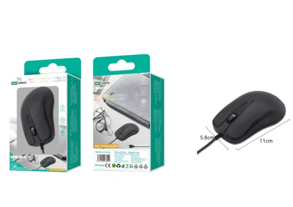 🖱️ M2-4 Negro Wired Mouse | Precision Optical Sensor 🎯 | Ergonomic Design 🖐️ | Duradero Negro Cable 🔌 | Plug & Play 💻