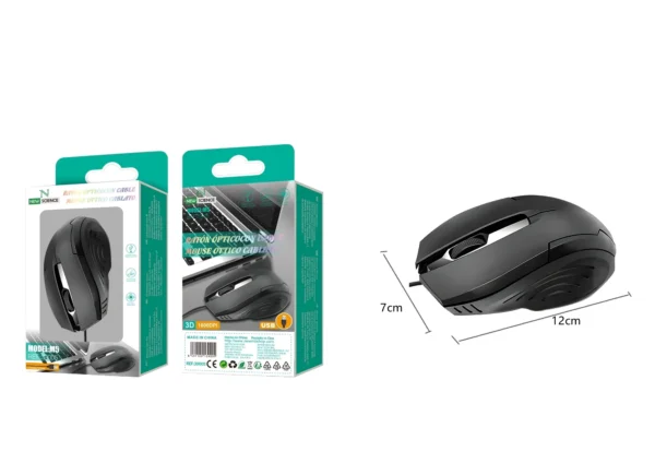 🖱️ M5 Negro Wired Mouse | Ergonomic Design 🖐️ | Precision Tracking 🎯 | Duradero Cable ⚡ | Plug & Play 💻