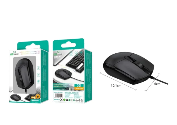 🖱️ M6 Wired Optical Mouse – Ergonomic Design | High-Precision | Sleek Negro Finish 🖤💻 Color: Negro | Model: M6