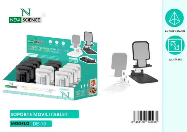 📱📦 Mobile/Tablet Desk Support Stand DE-10 – Pack of 12 Units 🔄 Adjustable Angle | 💼 Compact Design | 💪 Duradero Build | 🛍️ Perfect for Bulk Use