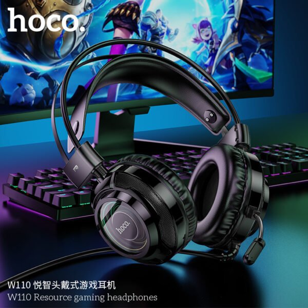 Hoco W110 Gaming Headphones Yezhi 🎧🎮 - Negro - Imagen 2