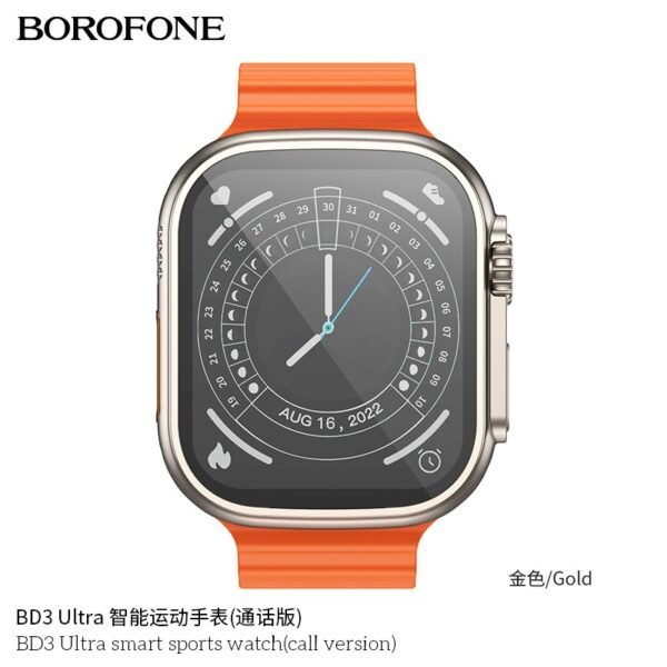 💪 Borofone BD3 Ultra Smart Sports Watch – Full-Screen Style Meets Smart Fitness ⌚ – Available in Orange 🟧