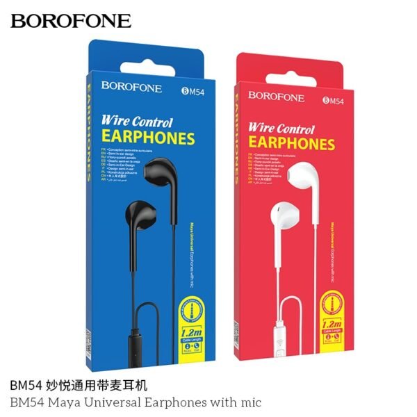 Borofone BM54 Maya Universal Wired Earphones with Microphone 🎧🎙️🔌