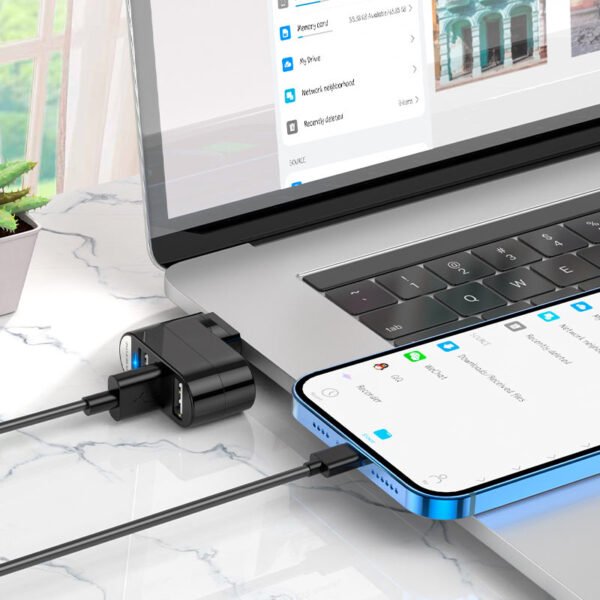 Borofone DH3 Three-Port USB Splitter - Imagen 3