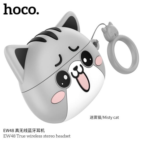 🎧 Hoco EW48 Wireless Stereo Earbuds with Adorable Kitty Case 🐱 - Imagen 2
