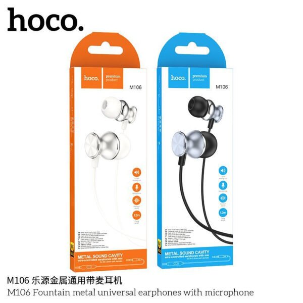 Hoco M106 Wired Earphones with Microphone – 3.5mm Jack 🎧🔌🎙️