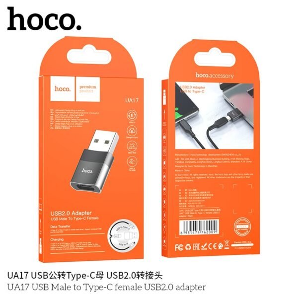 🔌 Hoco UA17 Adapter – USB-C Male to USB 3.0 Female (Charging Supported) ⚡💻