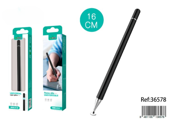 ✏️ Universal Flat Rubber Stylus – 16CM (Negro) 🖤 Model: EE-03