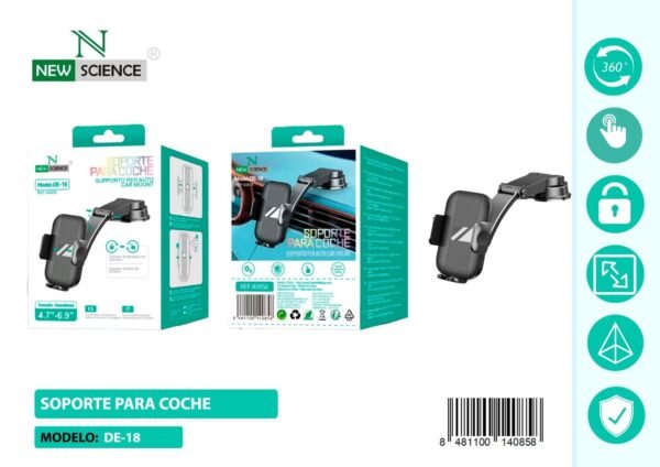 Car Mount with Suction Cup DE-18 – Secure & Adjustable Holder | SKU: 40858