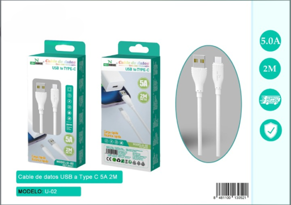 🔌 USB to Type-C Cable 5A ⚡ U-02 📱