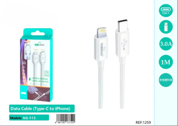 🔌 PD USB-C to iPhone Cable 20W ⚡ 1M NS-115 📱