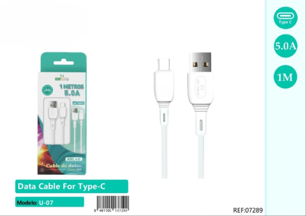 🔌 USB to Type-C 5A Cable ⚡ 1M U-07 📱