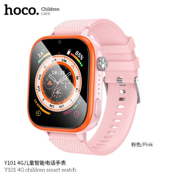 Hoco Y101 4G Smartwatch for Kids ⌚📱 – Kids Smartwatch with 4G Calls, GPS, and Safety Features 🛡️🎒 – Available in Light Pink 💖 and Blue 🌊 - Imagen 5