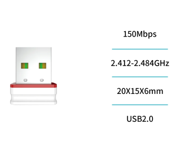 📶 150Mbps Wireless Network Card with Built-in Antenna – Plug & Play Connectivity-WA0337 - Imagen 3