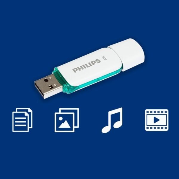 Memoria USB Philips SNOW 2.0 – 8 GB, USB 2.0, Diseño Compacto y Elegante - Imagen 3