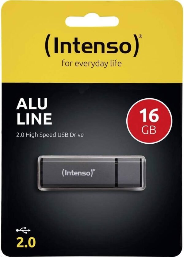 Memoria USB Intenso Alu Line 16 GB – USB 2.0, Diseño Metálico Compacto y Resistenteforiginals