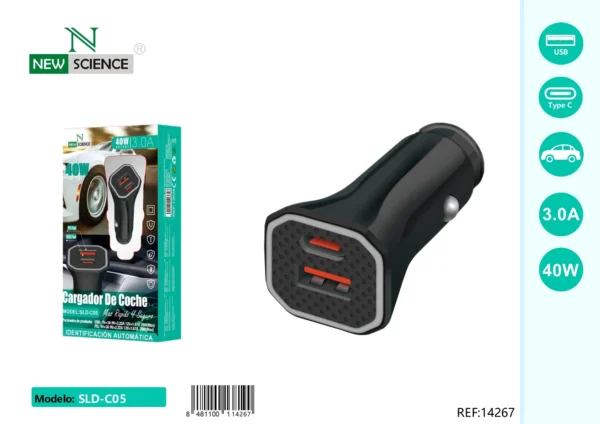 PD + USB Car Adapter 🚗🔌 40W ⚡ SLD-C05 🔋📱