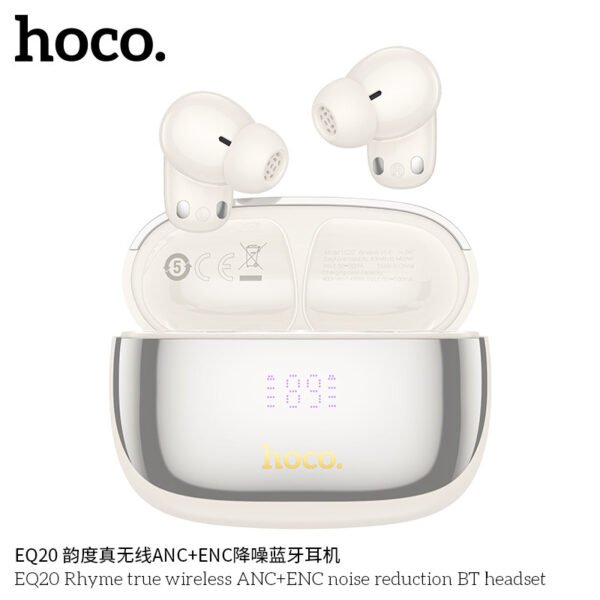 Hoco EQ20 TWS Mini Bluetooth Earbuds – ANC + ENC, 7H Playtime, Noise Cancelling - Imagen 8