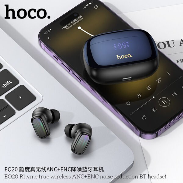 Hoco EQ20 TWS Mini Bluetooth Earbuds – ANC + ENC, 7H Playtime, Noise Cancelling - Imagen 3