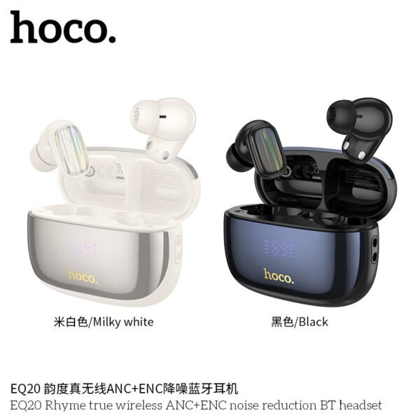 Hoco EQ20 TWS Mini Bluetooth Earbuds – ANC + ENC, 7H Playtime, Noise Cancelling