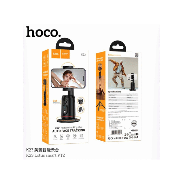 Hoco K23 Soporte Inteligente BT con Seguimiento Facial Automático 360° — Selfie Stick/Trípode para Smartphones