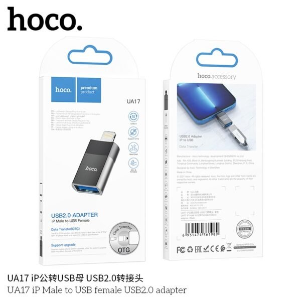 🔌 Hoco UA17 Adaptador 2.0 con Conector en L (USB)