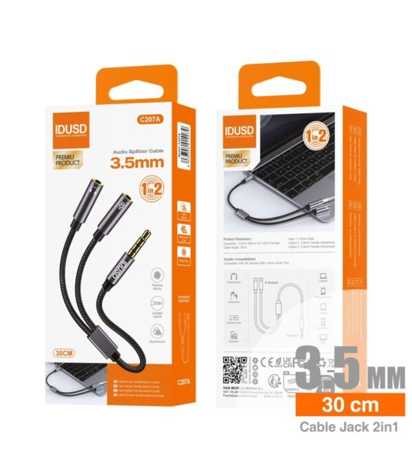 IDUSD Audio Splitter C207A – Divisor micrófono + audio 3.5 mm - Image 5