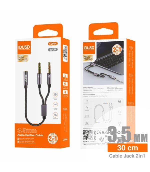 IDUSD Audio Splitter C206A – Divisor micrófono + audio 3.5 mm - Image 5