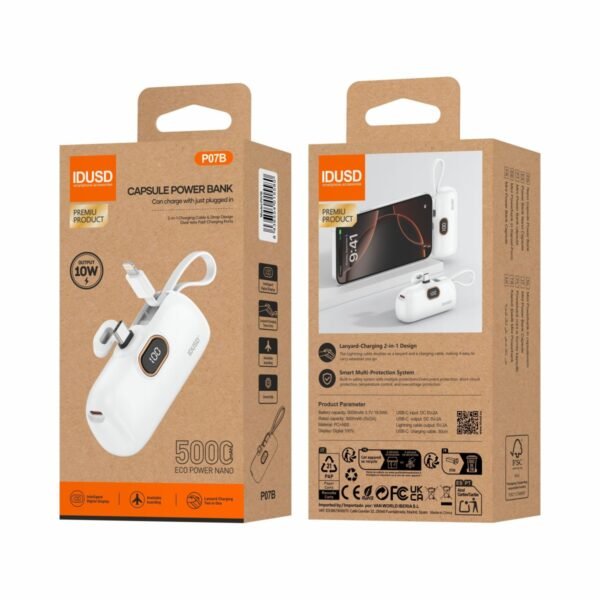 🔋 IDUSD Capsule Power Bank P07B — 10000 mAh (Modelo P07B) - Image 5