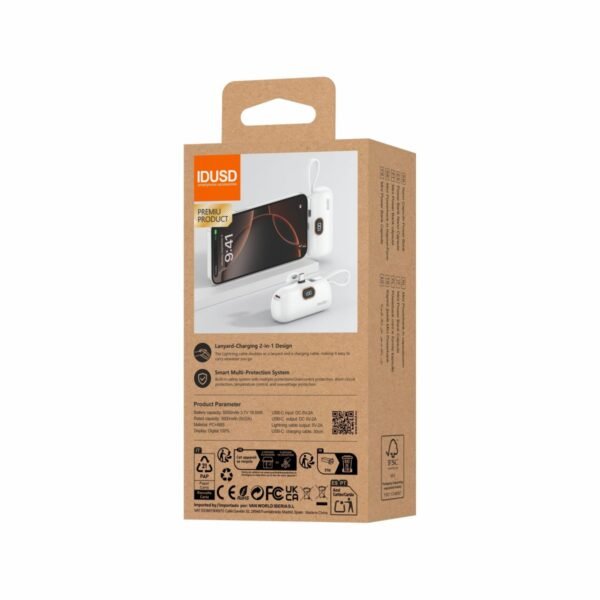 🔋 IDUSD Capsule Power Bank P07B — 10000 mAh (Modelo P07B)