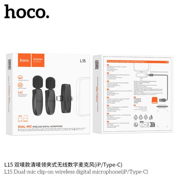 🎤 HOCO Dual‑Mic Micrófono Digital Inalámbrico (Dual‑Mic)
