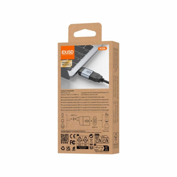 🎥 Adaptador IDUSD K33A USB‑C a HDMI 4K - Image 3