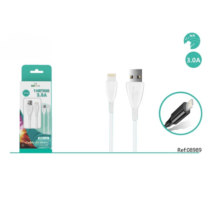 📱⚡ Cable iPhone 1M 📏 3.0A 🔌 U-06 ✅