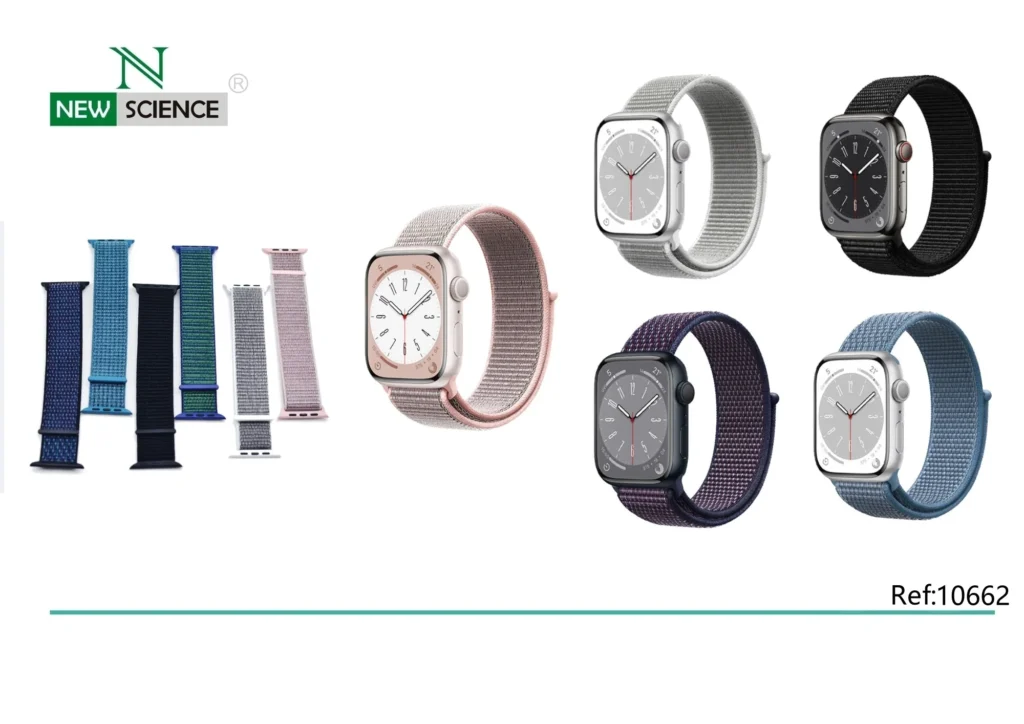🔹 [38mm/40mm/41mm] Nylon iWatch Strap – Soft Adjustable Band Compatible with Apple Watch Series 1–9, 10662-38-SE – 🖤 Black, 🤍 White, 🌌 Sky Blue, 💚 Blue Green, 🌊 Navy Blue, 💖 Pink