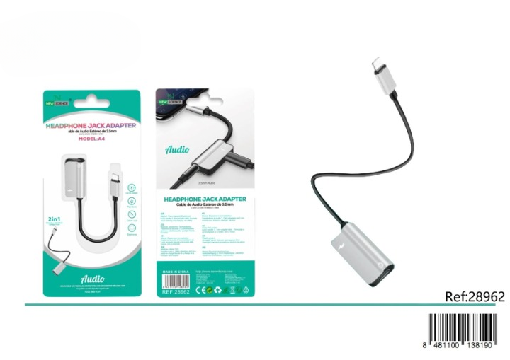🎧 Lightning Audio Adapter – Dual Output 🔌 Model A4