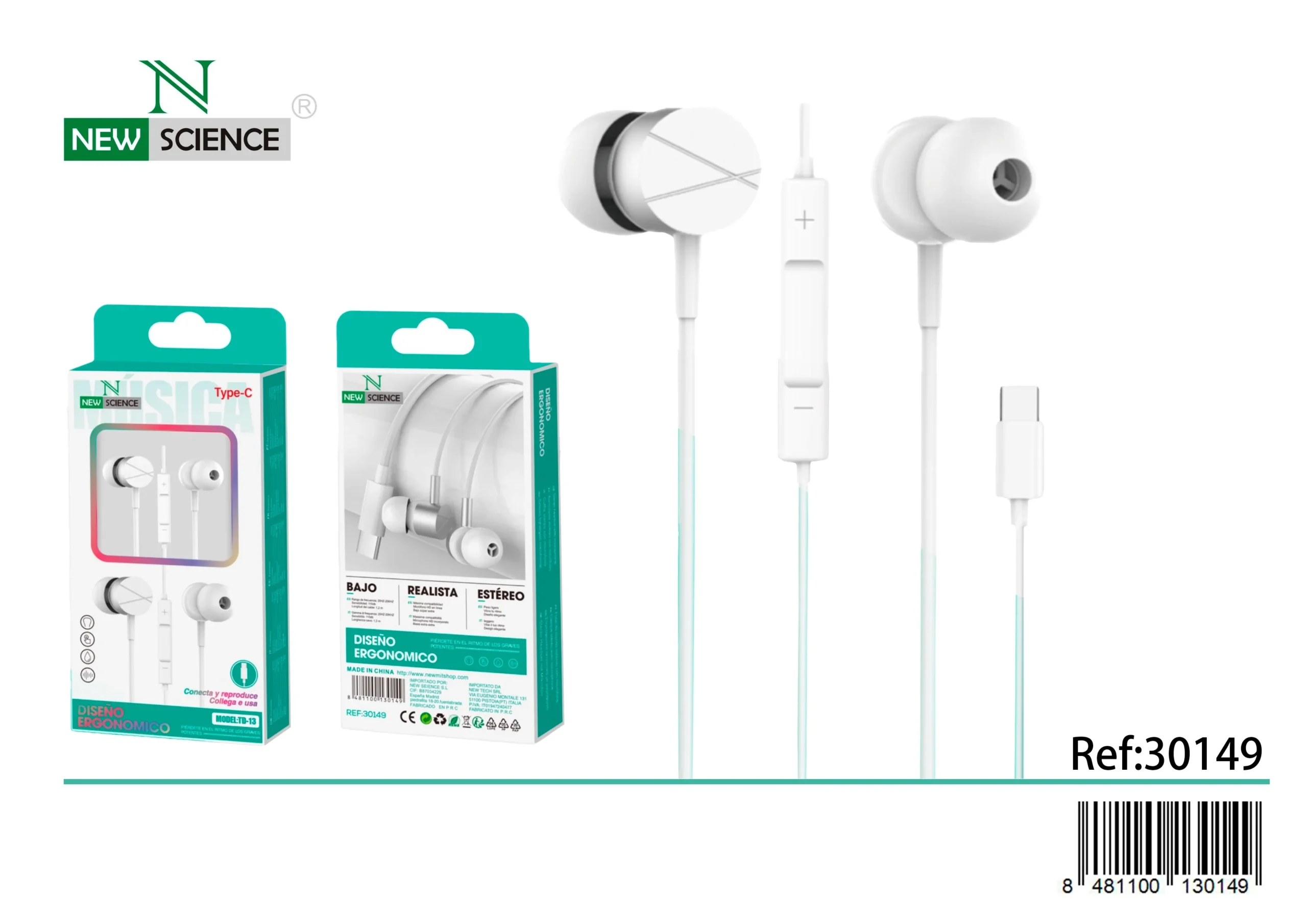 Auriculares Type-C TD-13