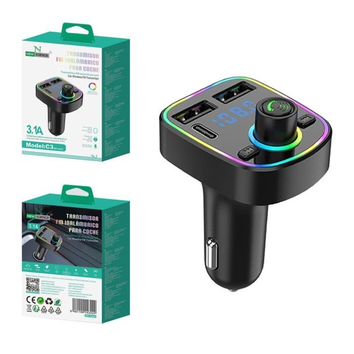 🚗🔊 3.1A Wireless FM Transmitter for Car 📻⚡ Model: C3 🚀