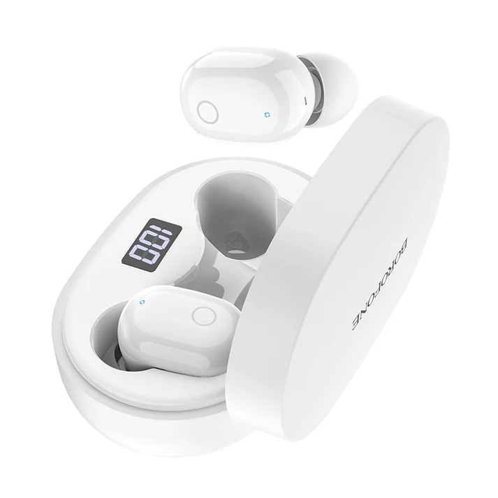 Borofone BW06 Auriculares Inalámbricos Pequeños con Pantalla de Carga – Compactos y Funcionales 📱⚡