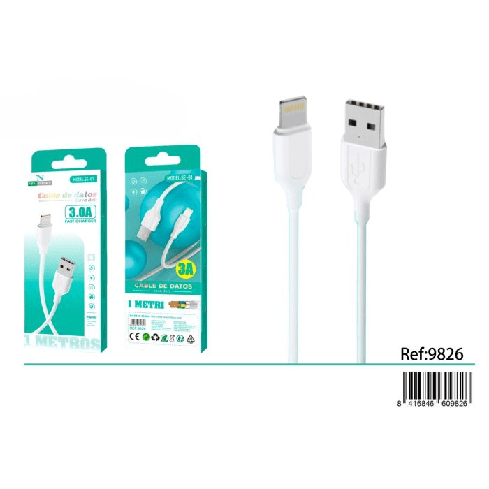 📱⚡ Cable iPhone 3.0A 🔌 1M 📏 SE-01 ✅