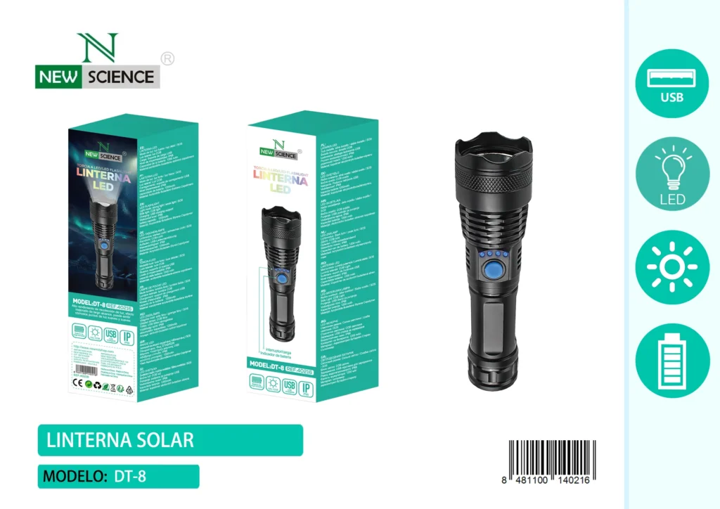 🔦 DT-8 Ultra-Bright Tactical LED Flashlight – Rechargeable, Waterproof & Zoomable