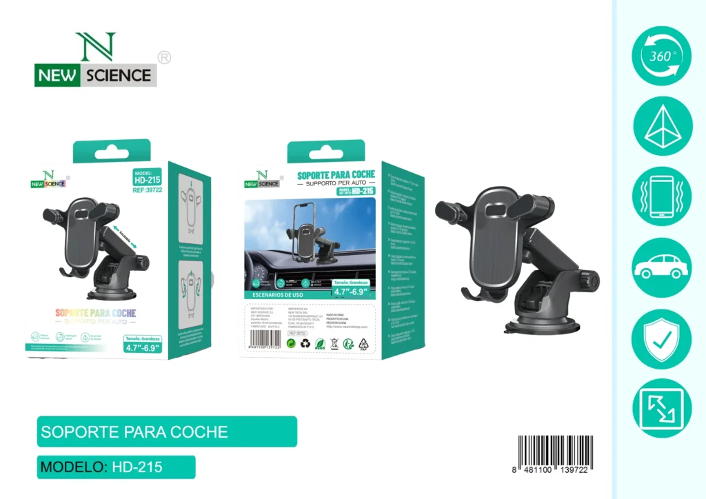 Car Mount with Suction Cup HD-215 – Adjustable & Secure Holder | SKU: 39722
