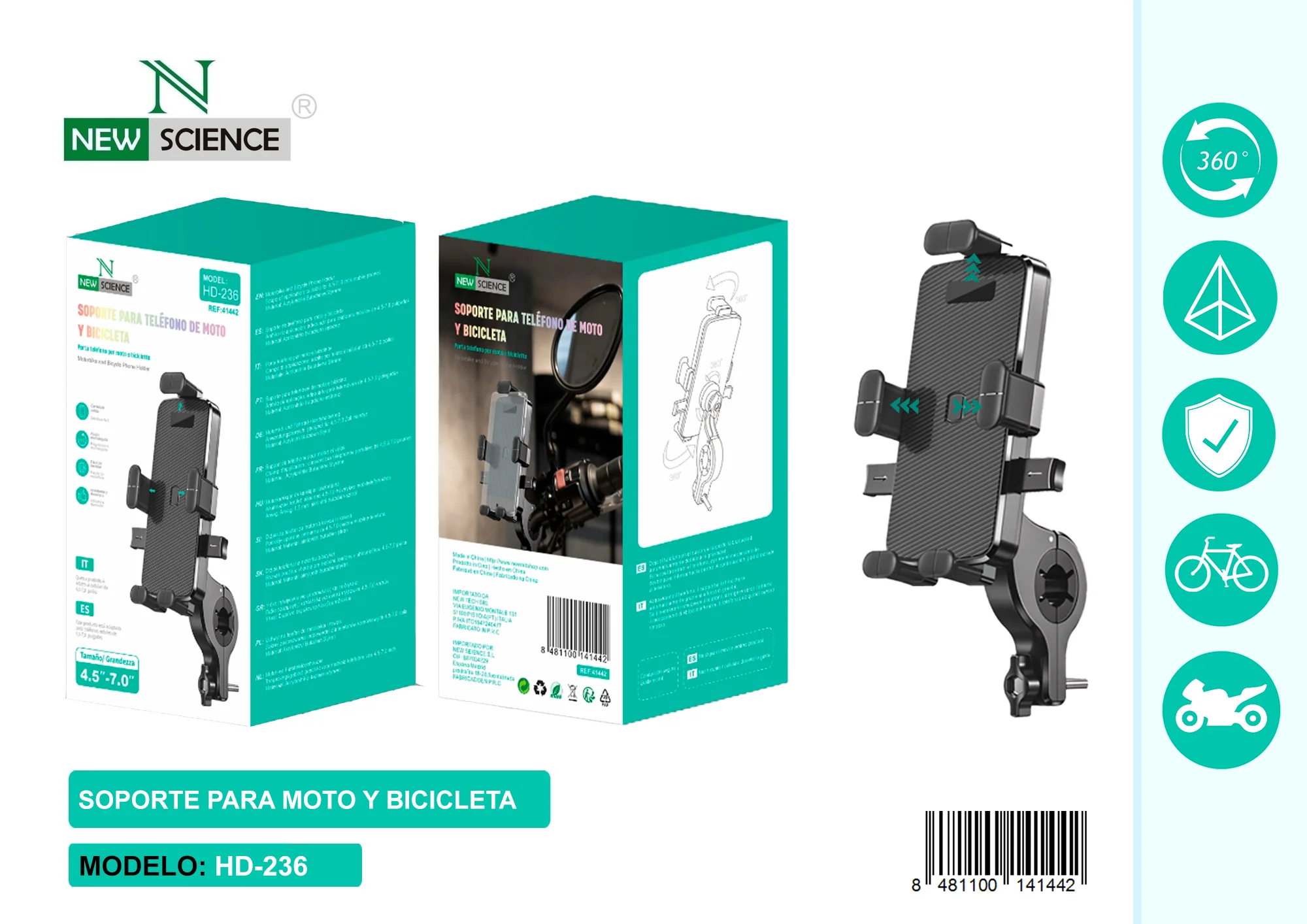 🚴🏍️ Bicycle/Motorcycle Support Stand HD-236 – Heavy-Duty Adjustable Kickstand 💪 Sturdy Build | 🔧 Adjustable Height | 🛠️ Easy Installation | 🖤 All-Terrain Stability - Imagen 2